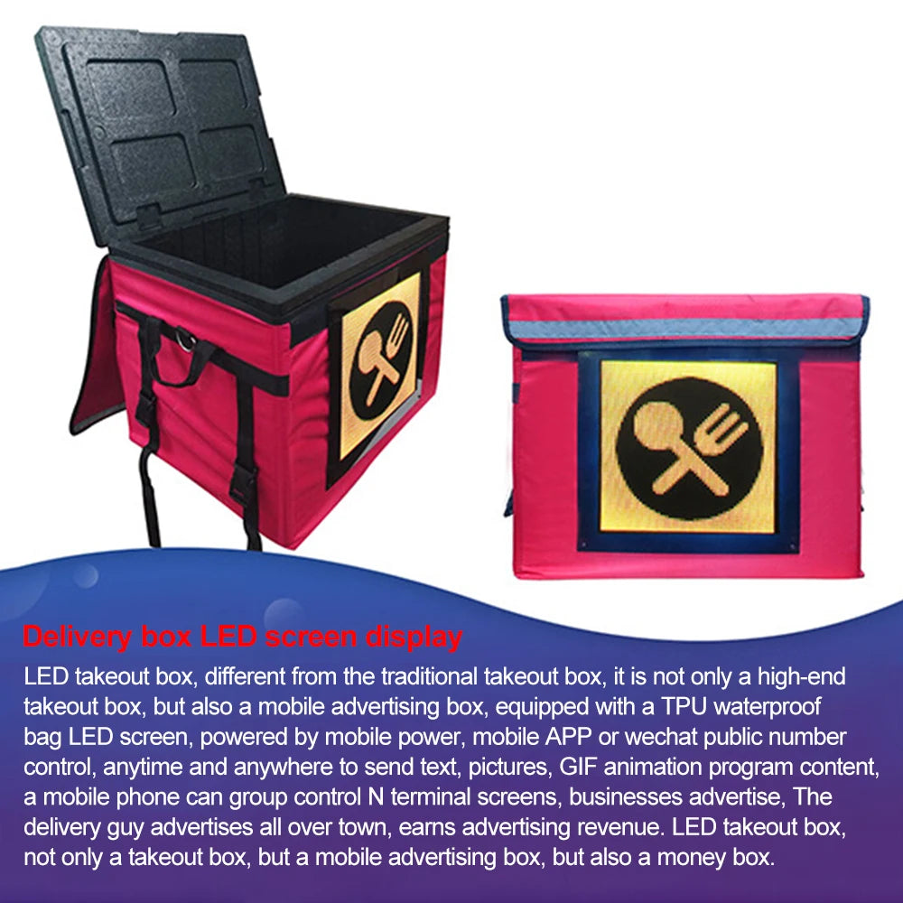 Motorcycle Led Rear Box 4G Gps Outdoor Motor Led Delivery Box Food and Advertising Led Display Box for Takeaway & Delivery Bikes