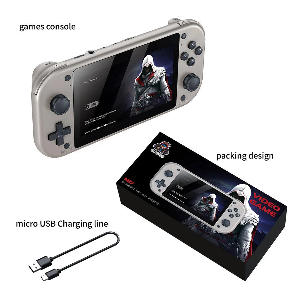 M17 4.3 Inch HD Large Screen Handheld Game Console Arcade Portable Retro Video Game Console Built-in Classic Games Console