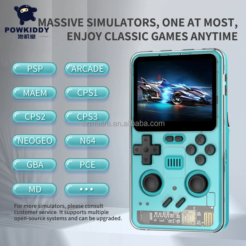 Powkiddy Rgb20pro Handheld Games Console 3.2 Inch IPS Quad Chips 5000mAh Battery Open Source System Pocket Gaming Player Box