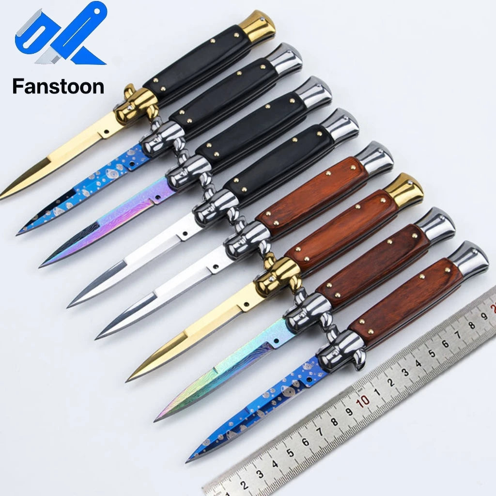 Fanstoon Italian Style 440 Blade Pocket Knife Stainless Steel  Multi Tools Outdoor Tactical  Folding Camping Hunting Knives