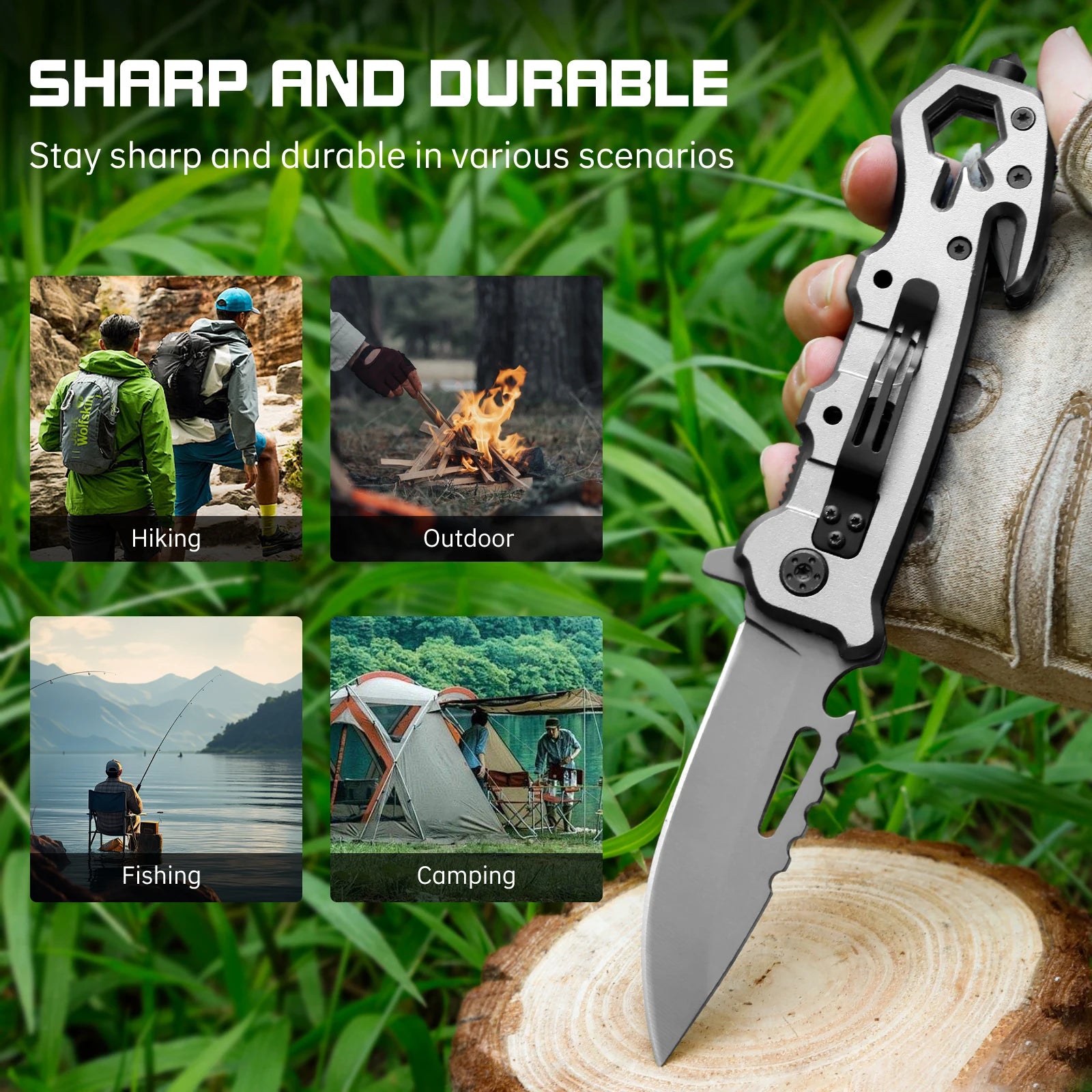 Hand Tools Outdoor Folding Knife Camping Folding Knife with Aluminum Handle