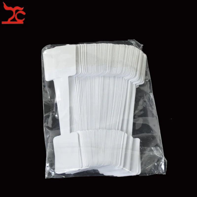 50/100 قطعة من علامات المجوهرات الورقية الفارغة المحمولة على شكل دمبل أبيض مستطيل أداة تسمية ذاتية اللصق علامات المجوهرات بالجملة