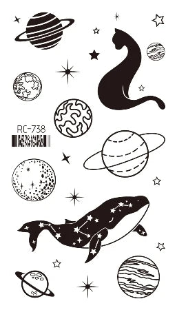 Waterproof 100 Different Cat Dog Deer Tattoo Designs for Women Men Body Art Colorful Black Fake Arm Hands Animal Tattoo Stickers