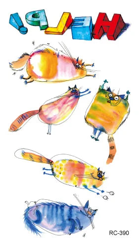 Waterproof 100 Different Cat Dog Deer Tattoo Designs for Women Men Body Art Colorful Black Fake Arm Hands Animal Tattoo Stickers