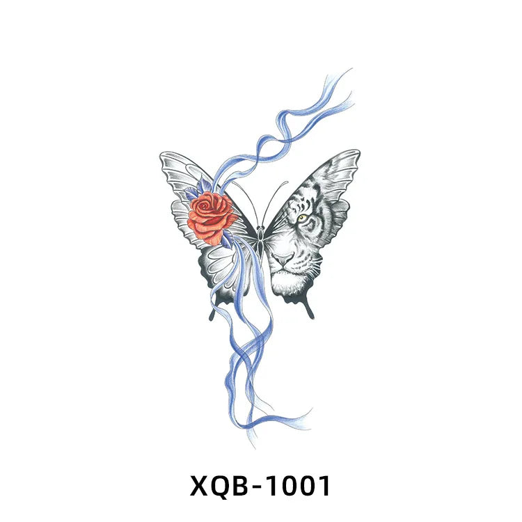 2025 New Waterproof Color Butterfly Flowers Temporary Tattoo Sticker Wholesale Arm/Chest Tattoo Decal for Body Application