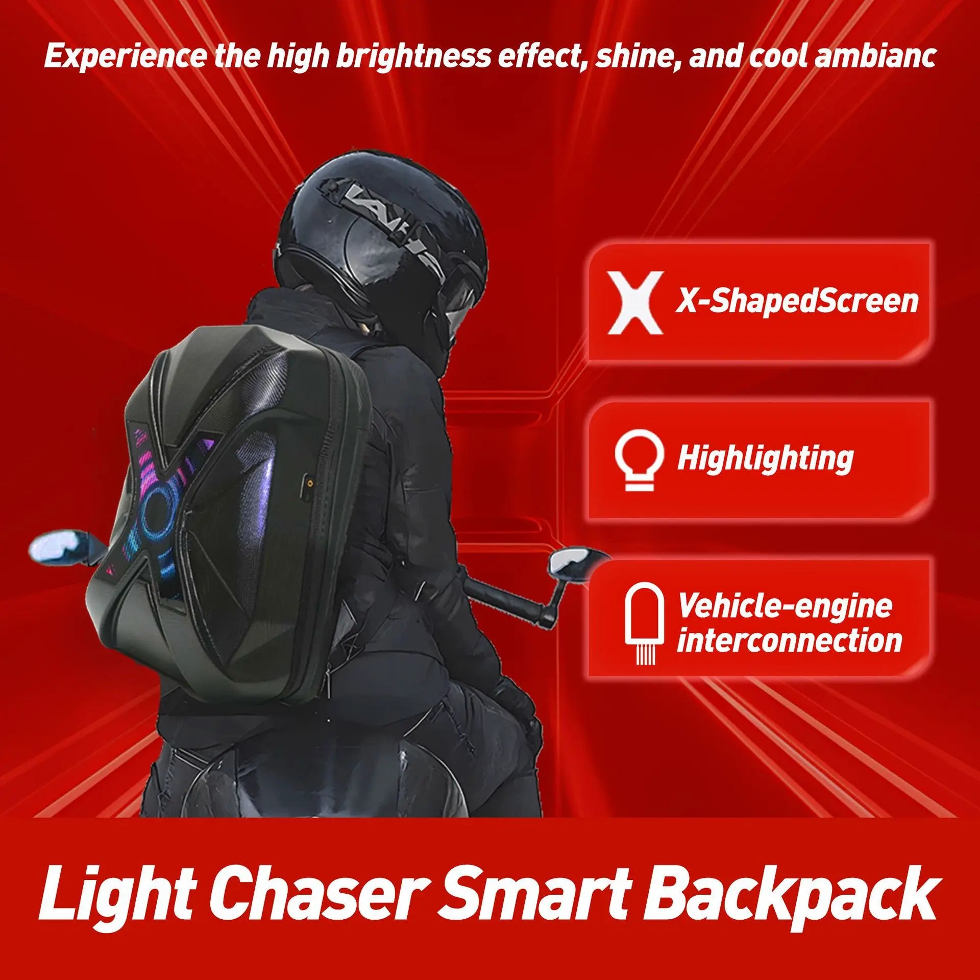 Smart App Programmable Hd Pixels Diy Animated Recreational Unisex Led Riding Skateboard Backpack Motorcycle Bike Helmet Bags