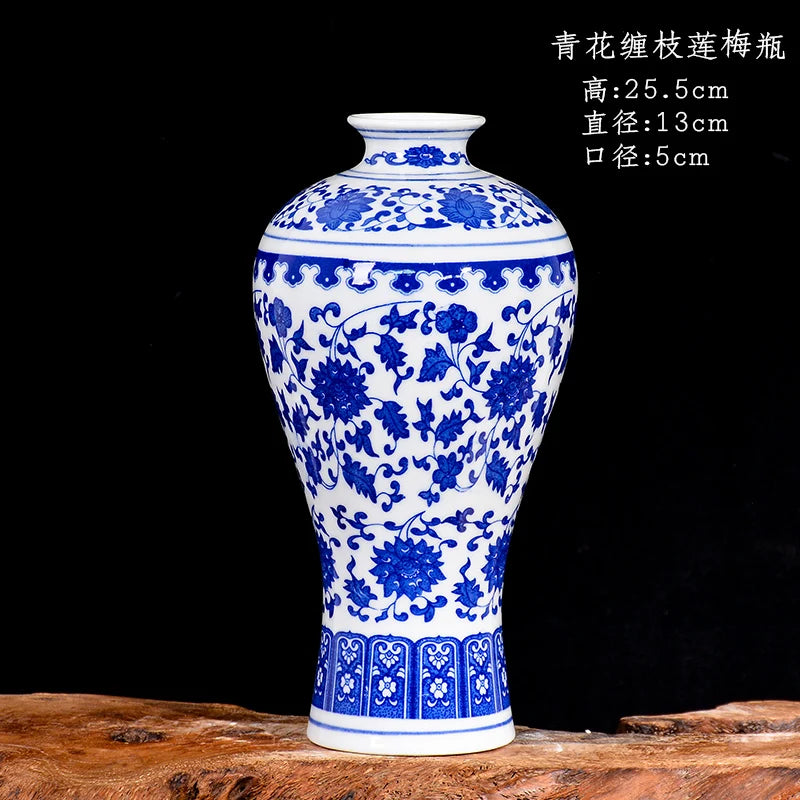 Blue and White Porcelain Vase Decoration living room flower arrangement antique decorative crafts Jingdezhen ceramics vases
