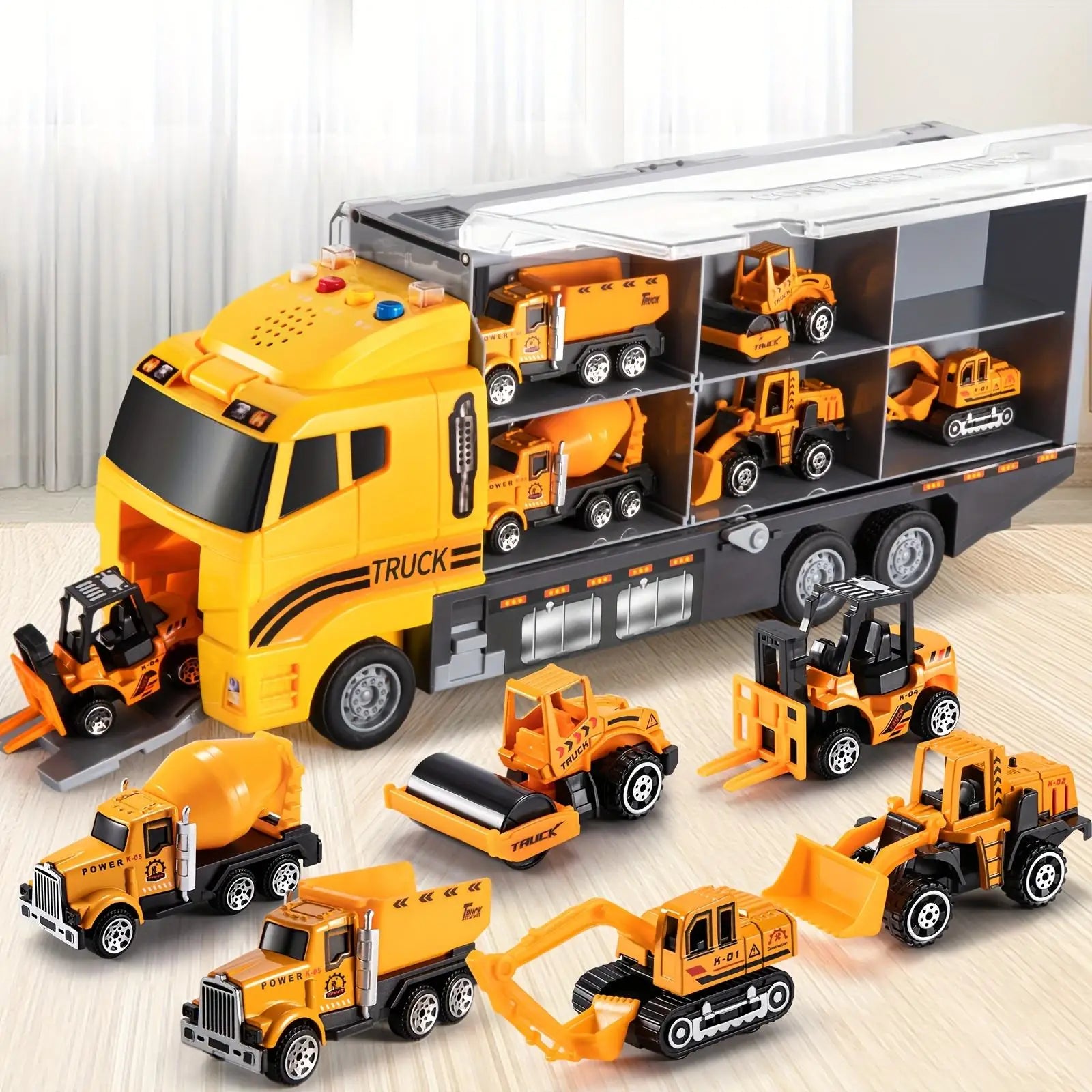 Children's Toy Car Model, Children's Simulated Container Car, Boy Fire Engineering Vehicle Set