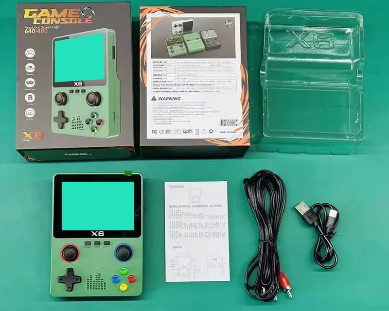 X6 Retro Video Game Console 3.5'' IPS Screen Portable Handheld Game Player 10000+ Classic Games Console Children Gifts