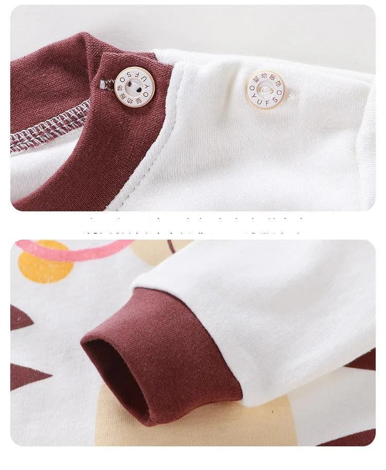 Fall Baby Unisex Clothes 2021 New Children Pure Cotton Underwear Set Printed Cartoon Baby Outfits Leisure Wear Infantil Suits
