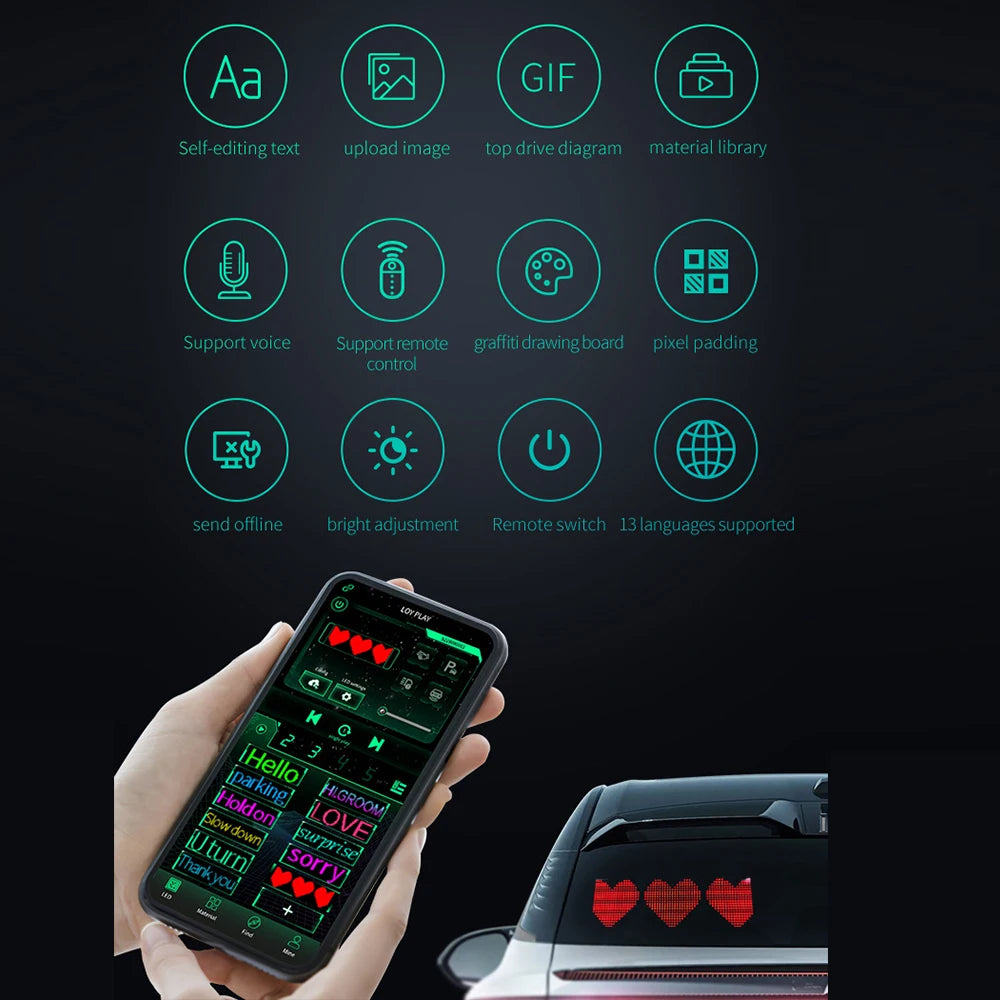 Led Smart Car Sticker Waterproof Sunscreen Supplier Wholesale Flexible Soft Film Car Screen Car Rear Window Expression Screen