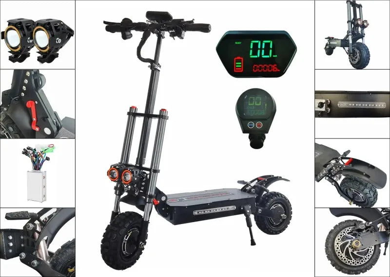 Powerful 5600W Dual Motor Electric Kick Scooter for Adults 60V with Double Suspension Digital Smart Type Aluminum Alloy Offroad