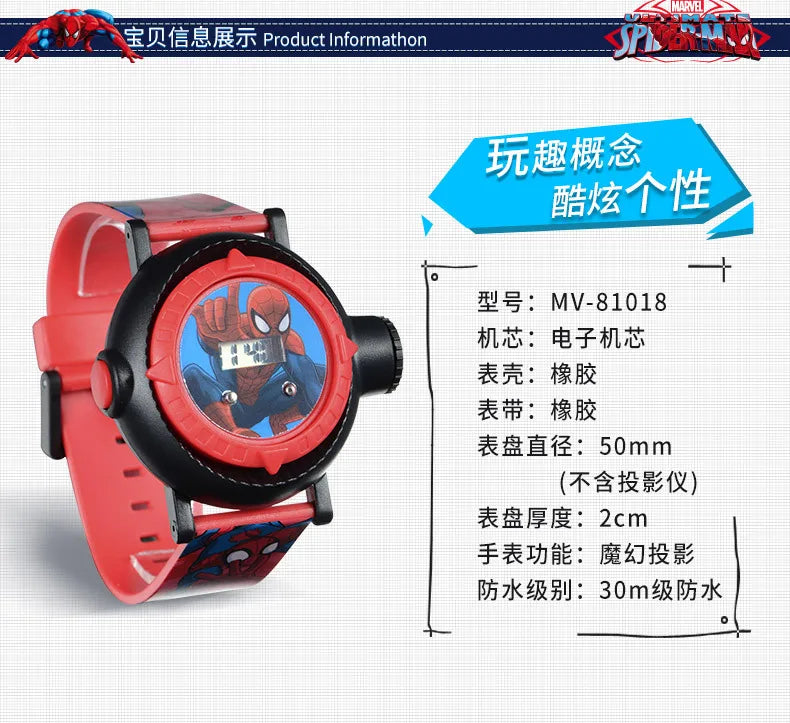 Marvel Digital Wristwatches Children's Toys Watch Boy Spider-Man Waterproof Luminous Cartoon Digital Watches Kids Fashionable