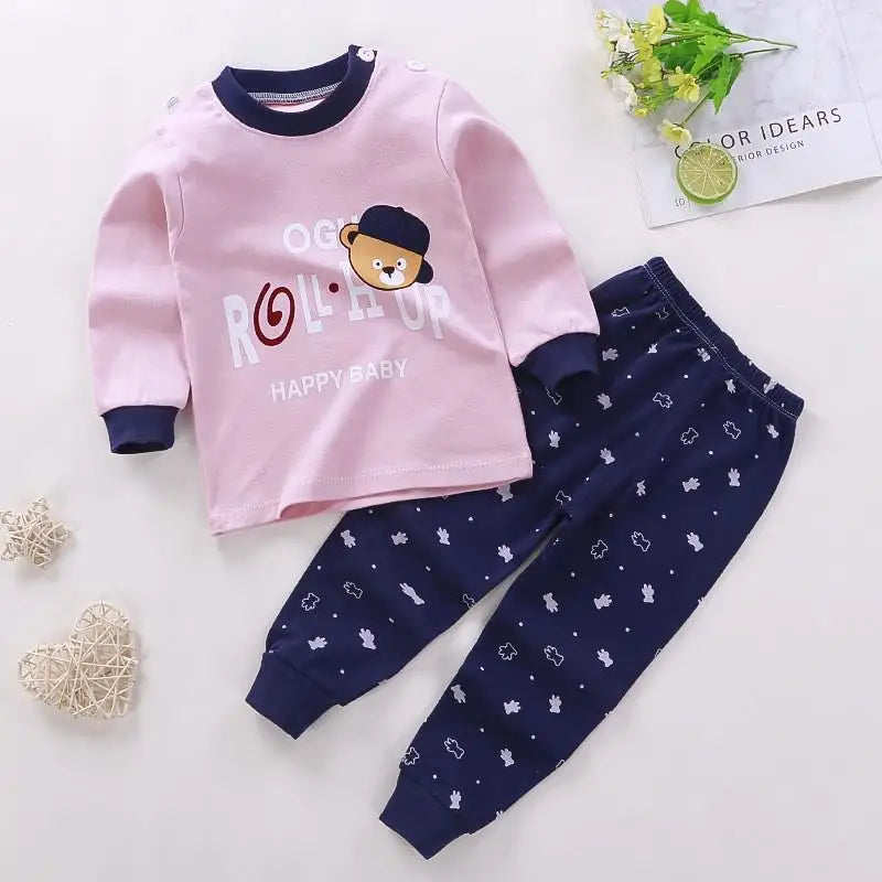 Fall Baby Unisex Clothes 2021 New Children Pure Cotton Underwear Set Printed Cartoon Baby Outfits Leisure Wear Infantil Suits