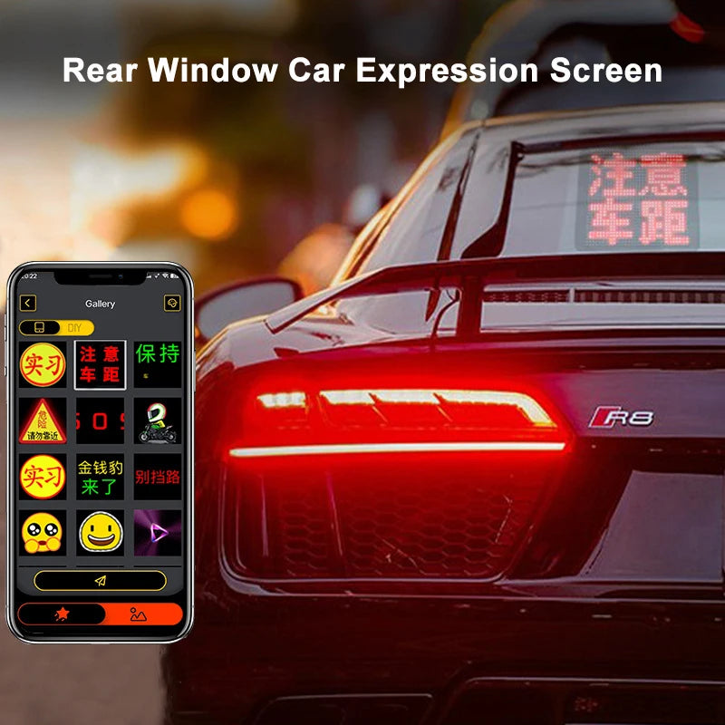 Led Car Rear Window Led Expression Screen Rear Window Car Screen Desktop Pixel Screen Bluetooth Communication Usb Power Supply