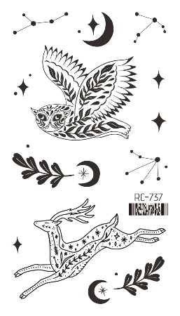 Waterproof 100 Different Cat Dog Deer Tattoo Designs for Women Men Body Art Colorful Black Fake Arm Hands Animal Tattoo Stickers