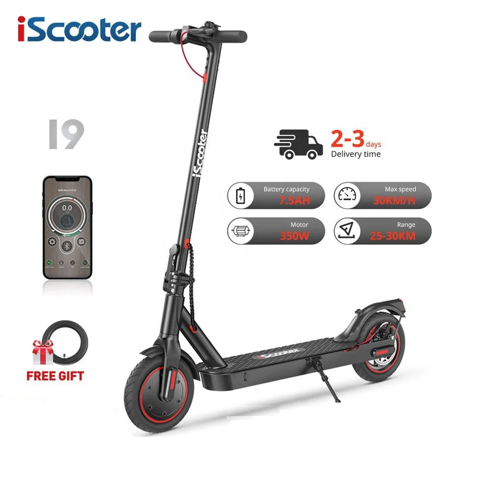 IScooter I9 Electric Scooter App Control Foldable E Scooter Adult Electric Kick Scooter 7.5Ah Battery 30km/h 350w