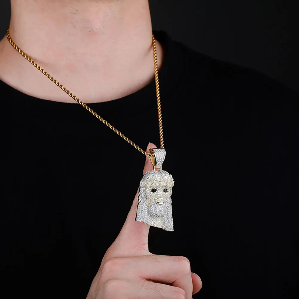 TOPGRILLZ Hip Hop Jesus Pendant Necklace High Quality Copper Gold Plated Iced Out Micro Pave Cubic Zirconia Punk Style Jewelry