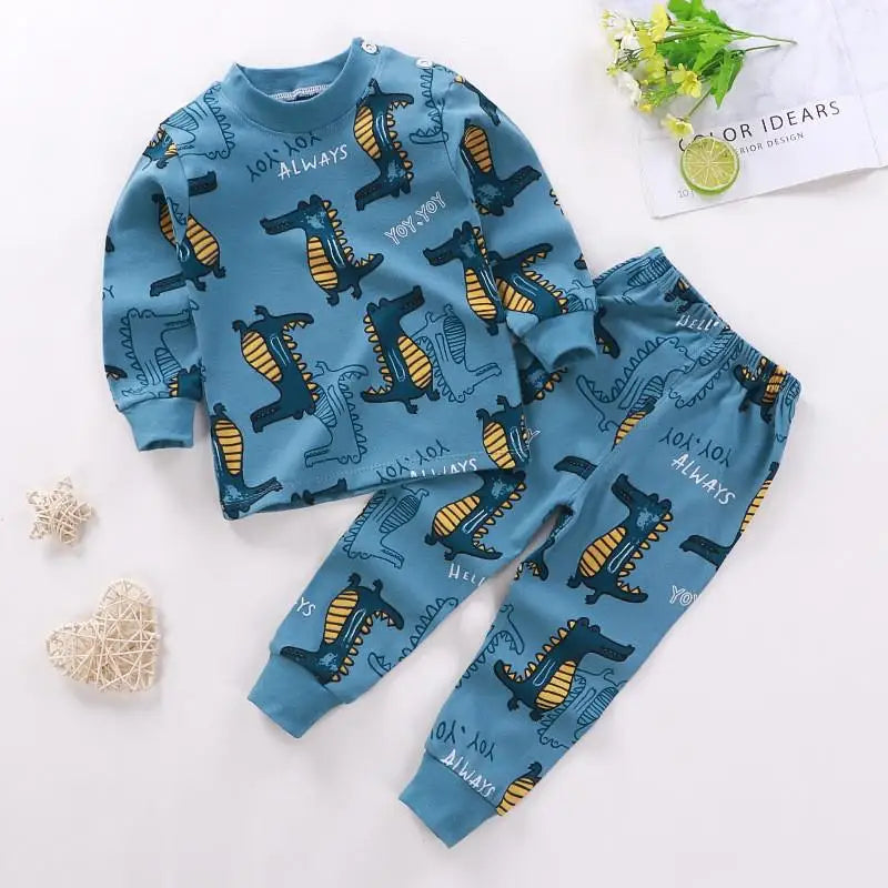 Fall Baby Unisex Clothes 2021 New Children Pure Cotton Underwear Set Printed Cartoon Baby Outfits Leisure Wear Infantil Suits