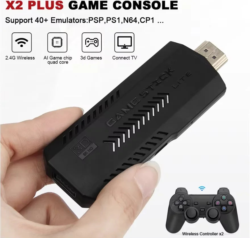 2025 X2 Retro Game Console 4K GD10 Plus with P3 Rechargeable Controller64GB 30000+ Retro Game Family TV Video Games Console