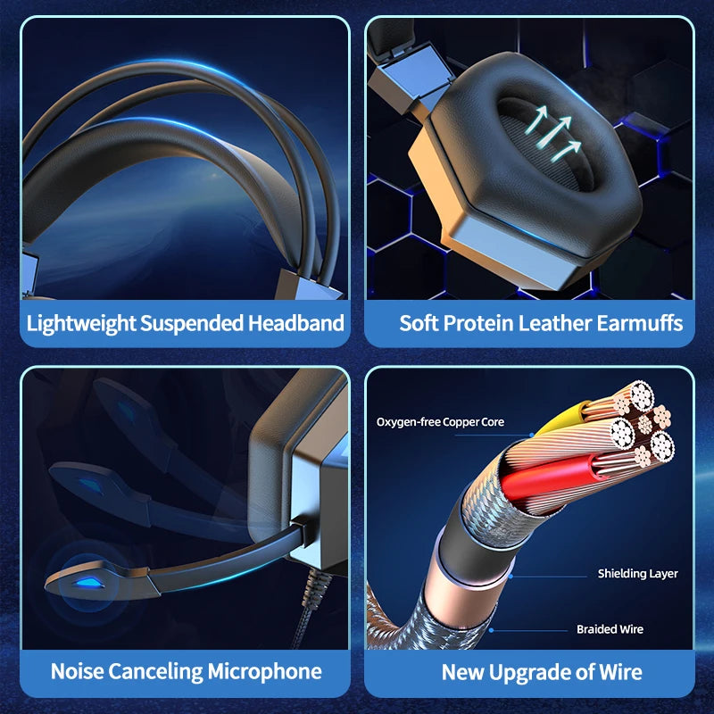 Soyto G15 Surround Sound Wired Headset with Microphone for Gaming Luminous Over Ear Headphones Gamers Fone De Ouvido Audifonos