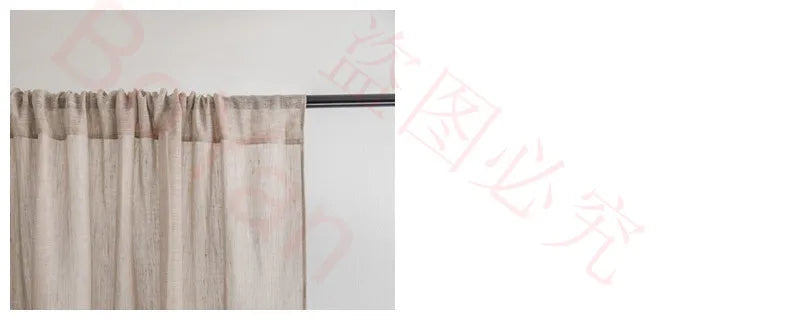 Modern Beige Natural Linen Like Tulle Living Room Flax Sheer Curtains for Bedroom Voile Window S Folds Custom Size Drapes