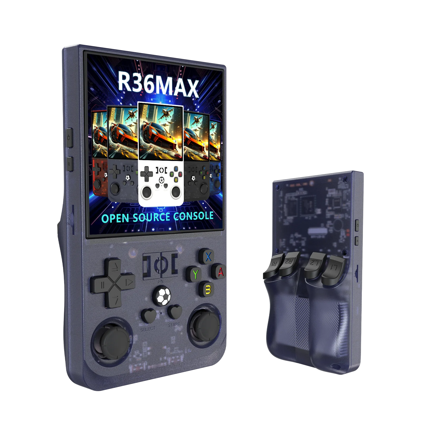 Newest R36MAX Handheld Retro Games Console 4 Inch HD Screen Portable Game Player Mini Arcade Machine with Protect Bag