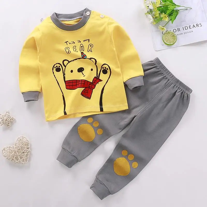 Fall Baby Unisex Clothes 2021 New Children Pure Cotton Underwear Set Printed Cartoon Baby Outfits Leisure Wear Infantil Suits