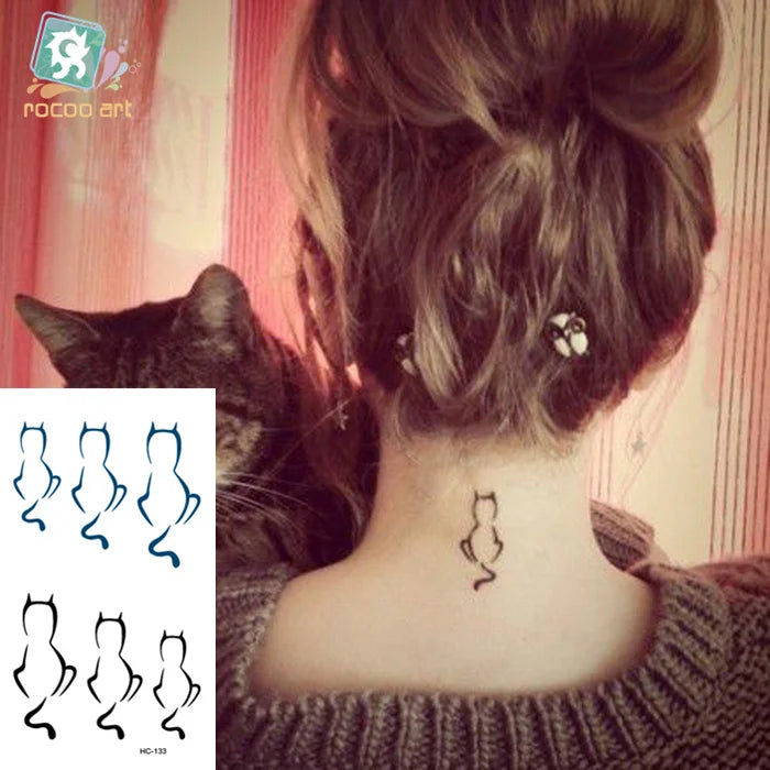 Waterproof 100 Different Cat Dog Deer Tattoo Designs for Women Men Body Art Colorful Black Fake Arm Hands Animal Tattoo Stickers