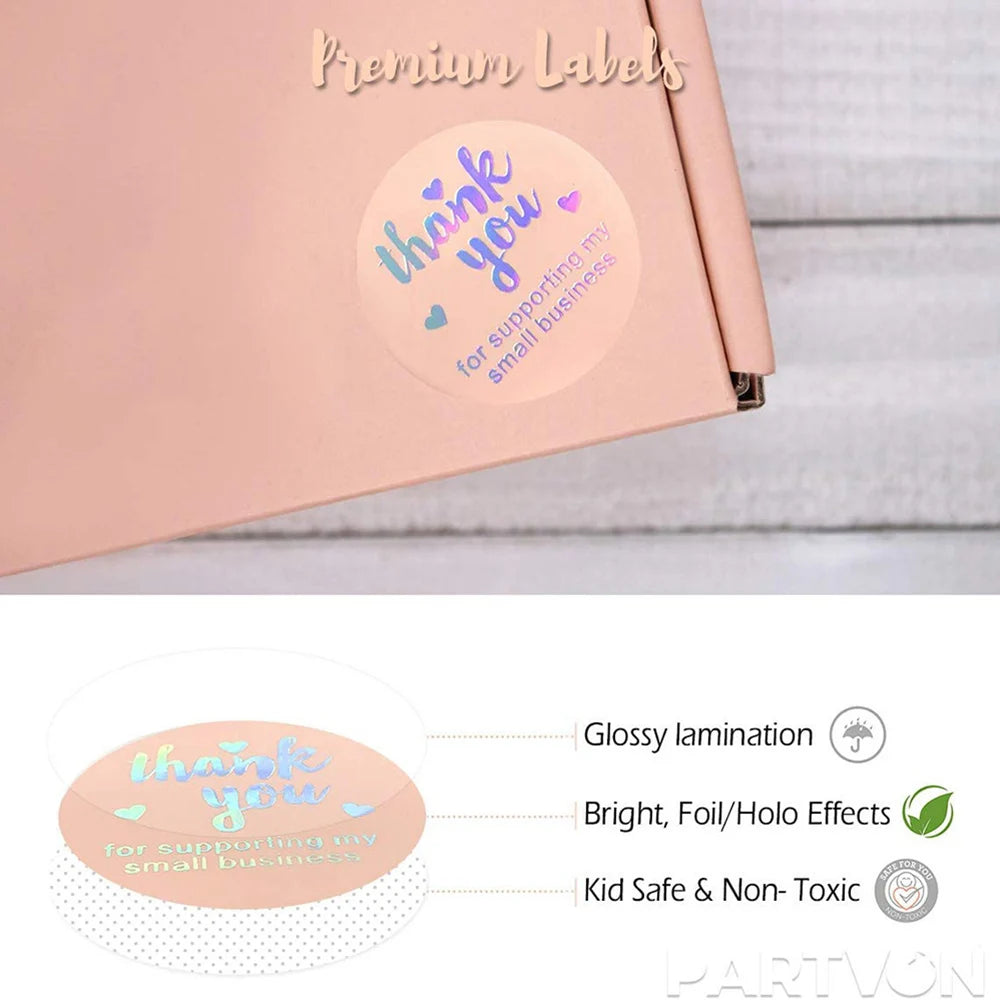 100-500pcs Thank You for Supporting My Small Business Stickers Thank You Stickers Labels Seals Kraft Pink Black Labels For Shop