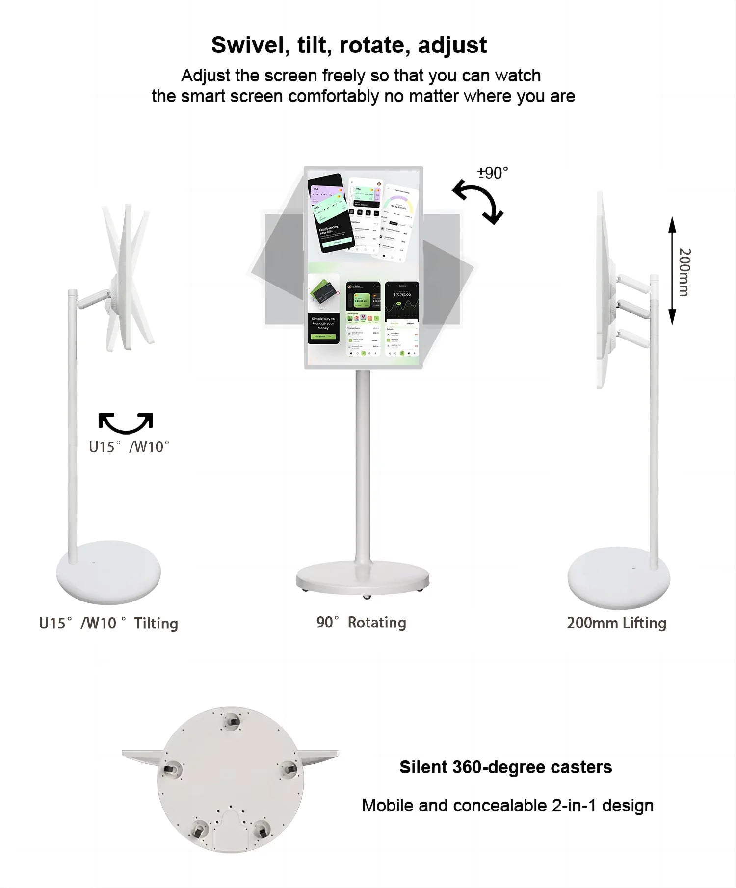 32-Inch LCD Smart Android 13 TV with LED Screen White Cabinet Portable 10-point Touch 13MP Camera HD Resolution