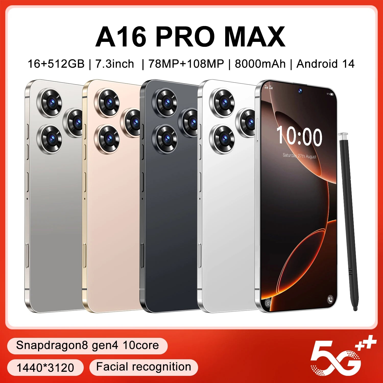 RTS 2025 New Original Gaxly Unlocked 5G A16 PRO MAX Telephone 16GB+512GB Android Gaming Mobile Phones Cellphone Smart Phone