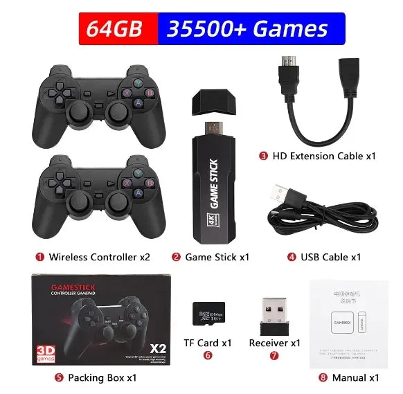 2025 X2 Retro Game Console 4K GD10 Plus with P3 Rechargeable Controller64GB 30000+ Retro Game Family TV Video Games Console