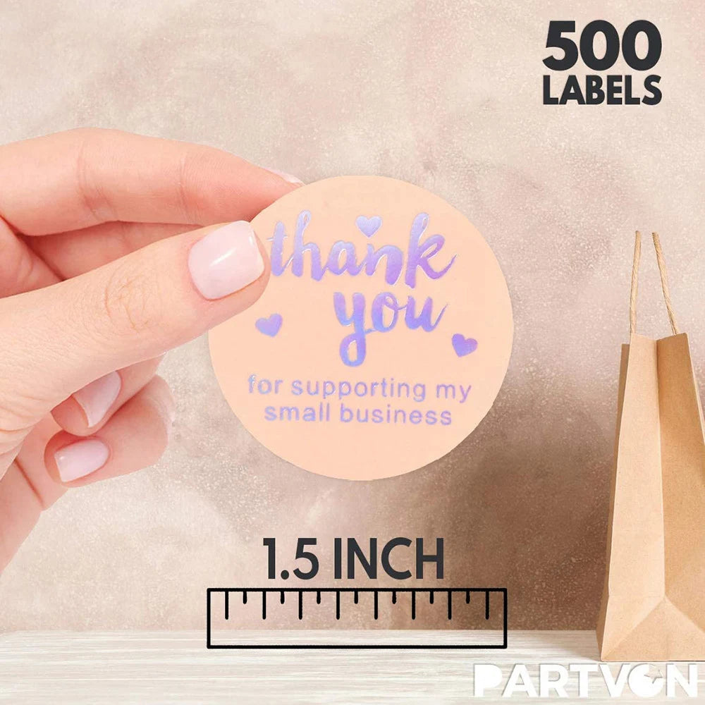 100-500pcs Thank You for Supporting My Small Business Stickers Thank You Stickers Labels Seals Kraft Pink Black Labels For Shop