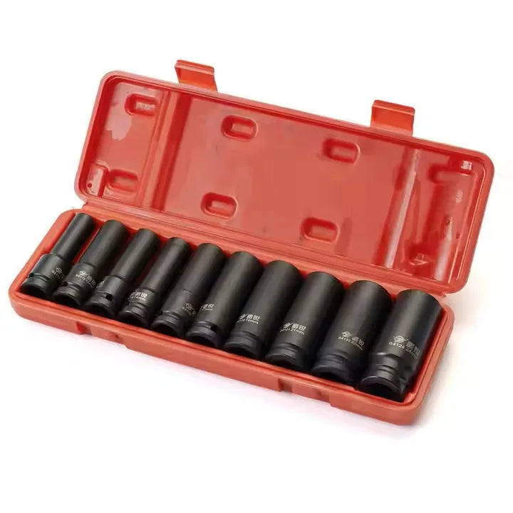 10pcs 11pcs 1/2 Inch Drive CR-V Deep Hex Impact Socket Set 8-24mm Box Combination Tool