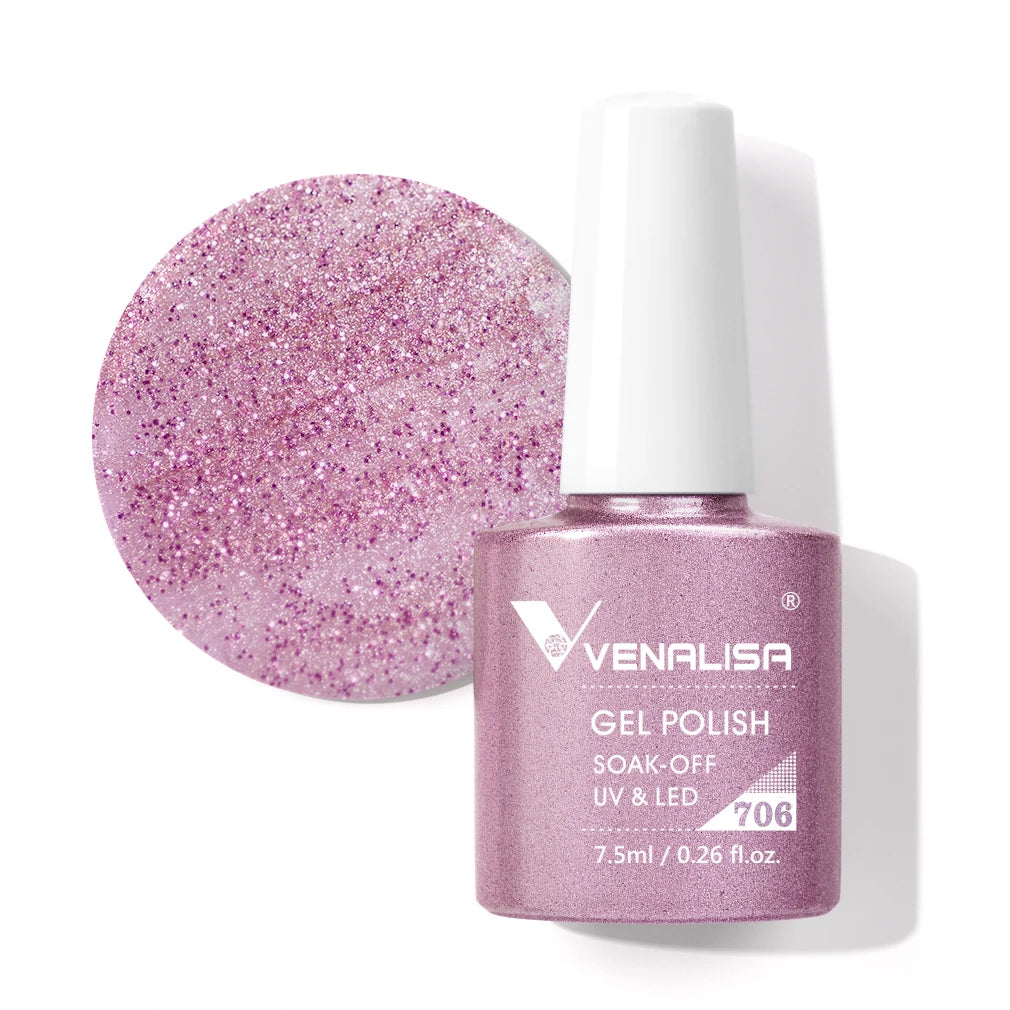 VENALISA Nail Gel Polish Full Coverage Holographic Camouflage Nail Varnish Manicure Lacquer Polish Soak Off UV LED Lacquer 7.5ML