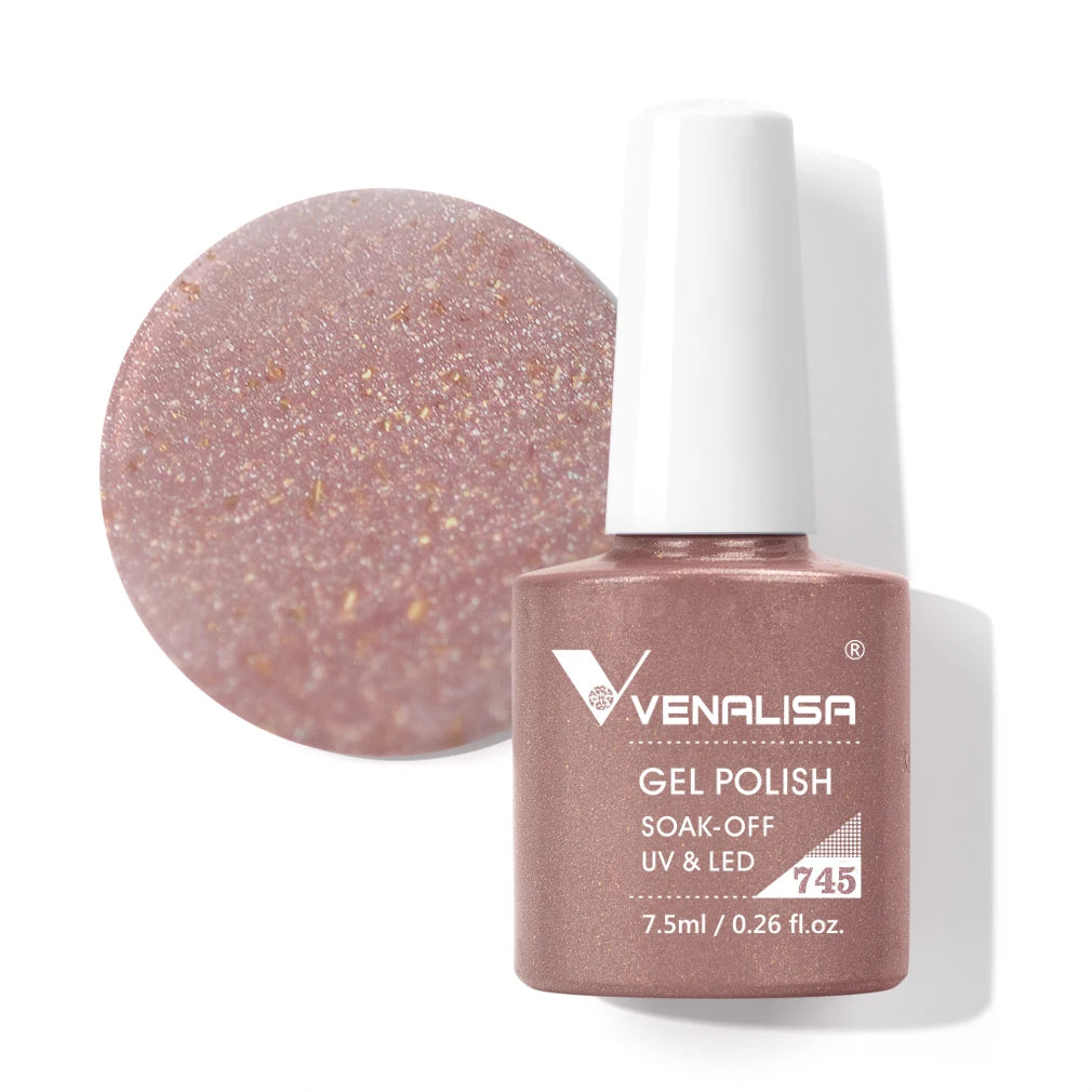 VENALISA Nail Gel Polish Full Coverage Holographic Camouflage Nail Varnish Manicure Lacquer Polish Soak Off UV LED Lacquer 7.5ML