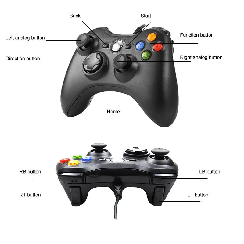USB Wired Controller for X Box 360 /360 Slim Gamepad Joypad Joystick for XBO X360 Console for PC Windows