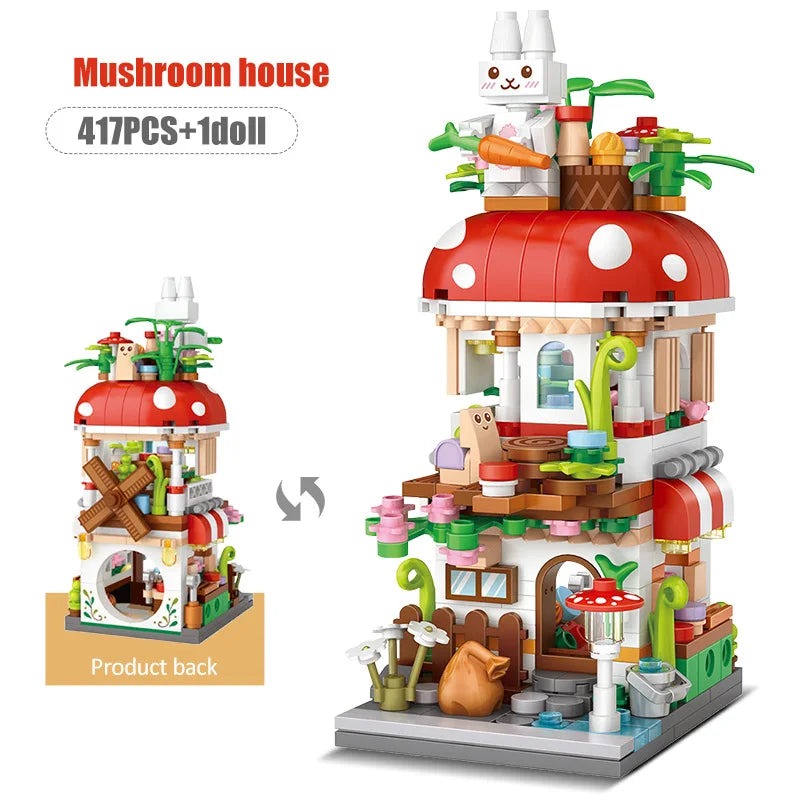 Mini City Street View Magic House Building Blocks Friends Figures Architecture Cottage Bricks Toys For Children Gifts