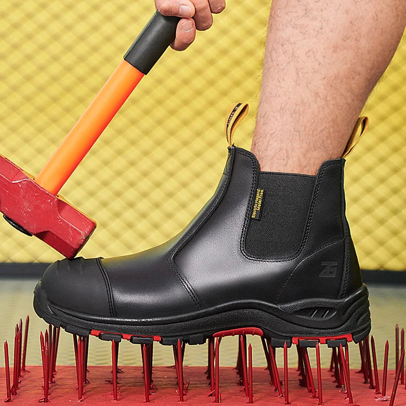 Men's High Quality Genuine Leather Working Shoes PU Mesh Insole Waterproof Safety Features for Spring Summer Winter Autumn