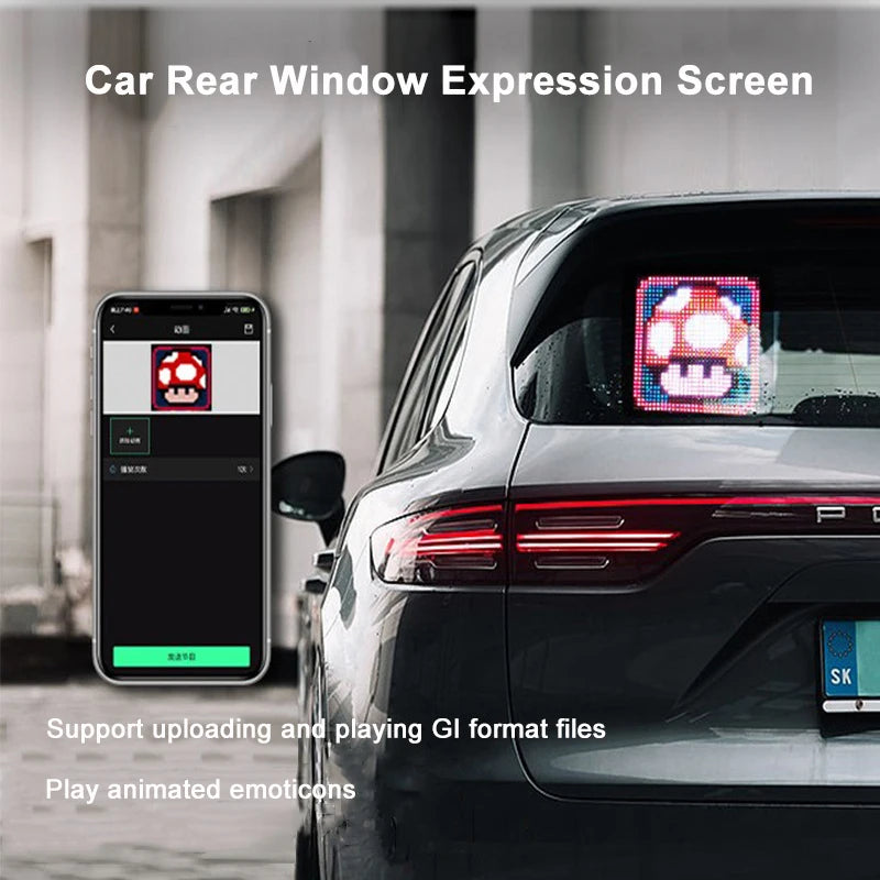 Led Car Rear Window Led Expression Screen Rear Window Car Screen Desktop Pixel Screen Bluetooth Communication Usb Power Supply