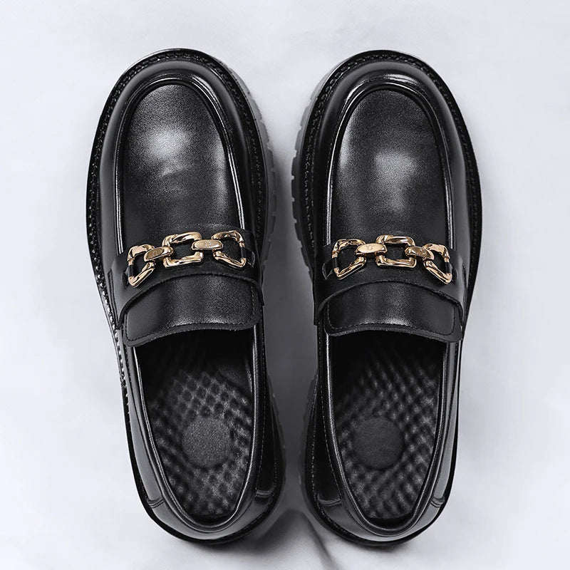 Thick Sole Working Shoes Black Color Anti-Slippery Comfortable Loafers Formal Dress Shoes for Men