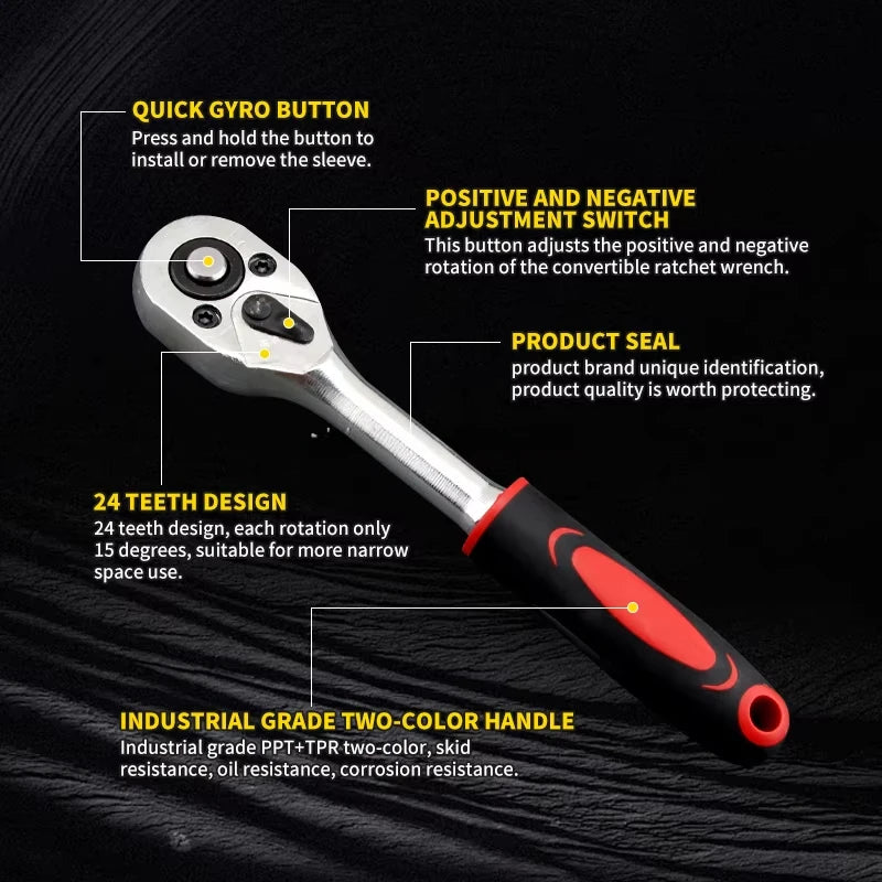 Multi-functional 46 Pcs Car Repair Tool Kit Set Wrench Kit Mechanical Repair Tools Set Socket Wrench Set Screwdriver Auto Tools