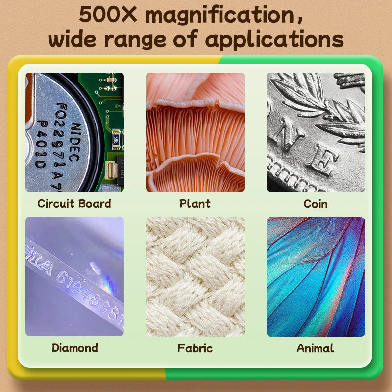 Inskam 370 2MP 500times 2-Inch IPS Screen Children's Toy Microscope Pocket Magnifier for Kids