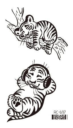 Waterproof 100 Different Cat Dog Deer Tattoo Designs for Women Men Body Art Colorful Black Fake Arm Hands Animal Tattoo Stickers