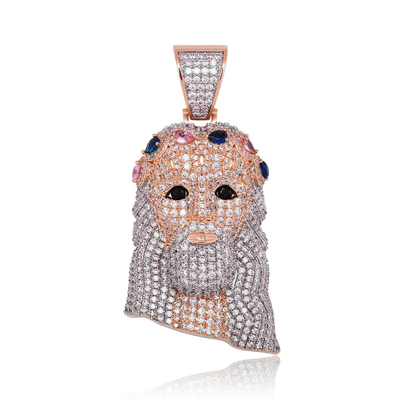 TOPGRILLZ Hip Hop Jesus Pendant Necklace High Quality Copper Gold Plated Iced Out Micro Pave Cubic Zirconia Punk Style Jewelry