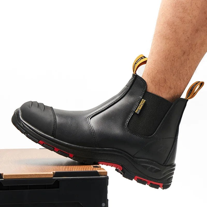 Men's High Quality Genuine Leather Working Shoes PU Mesh Insole Waterproof Safety Features for Spring Summer Winter Autumn