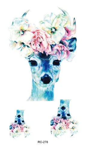 Waterproof 100 Different Cat Dog Deer Tattoo Designs for Women Men Body Art Colorful Black Fake Arm Hands Animal Tattoo Stickers