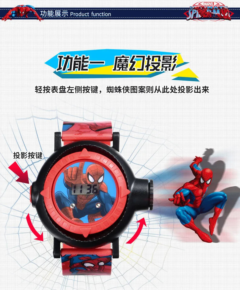 Marvel Digital Wristwatches Children's Toys Watch Boy Spider-Man Waterproof Luminous Cartoon Digital Watches Kids Fashionable