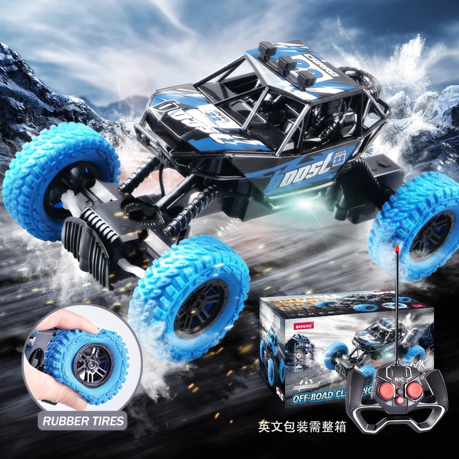 All-Terrain Remote Controlled RC Car Toy for Kids Expert Level Featuring Flashing Lights and Rubber Wheels Gift